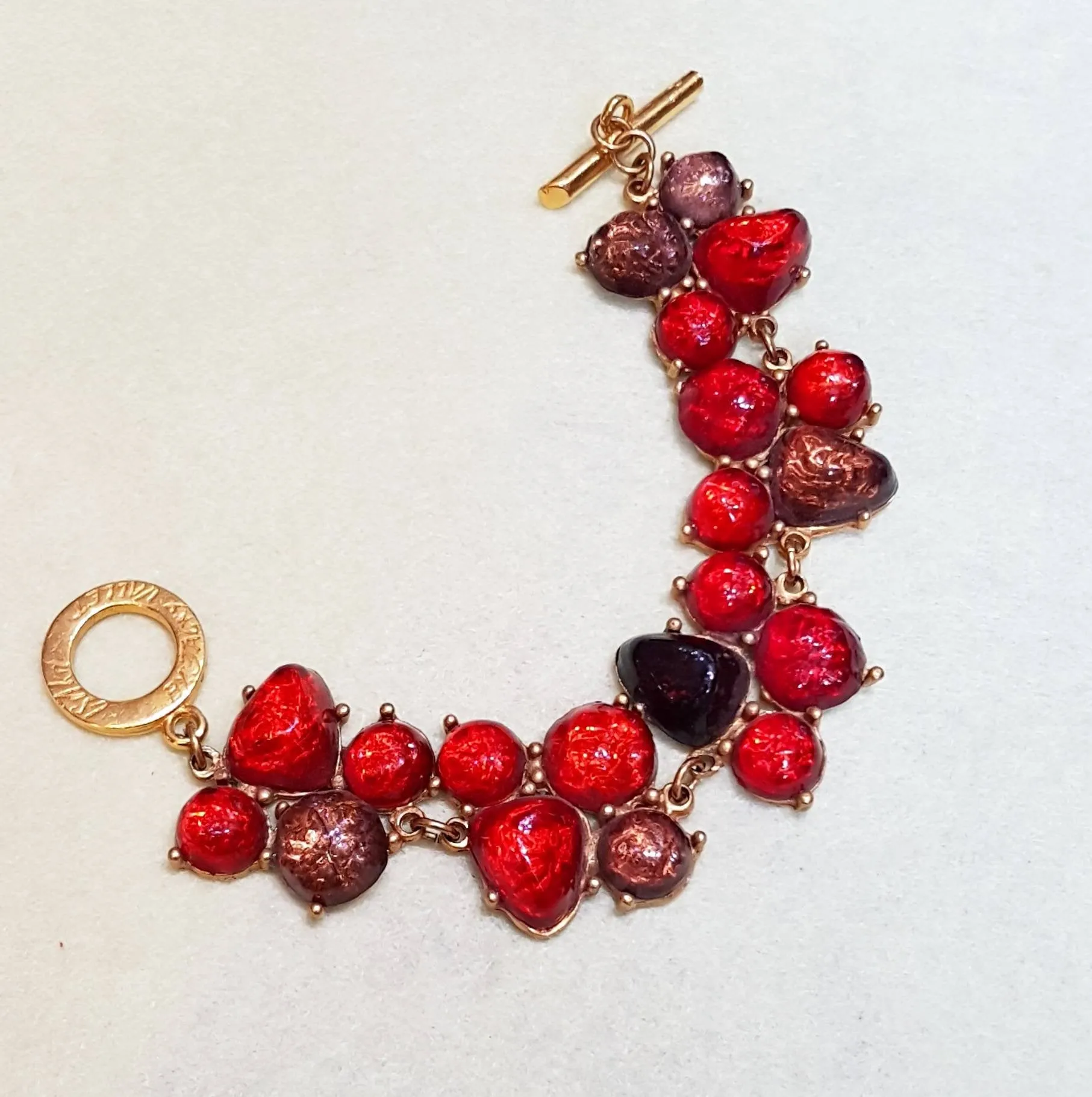 Red and Gold Vintage Bracelet Gripoix by Jackie Vallet