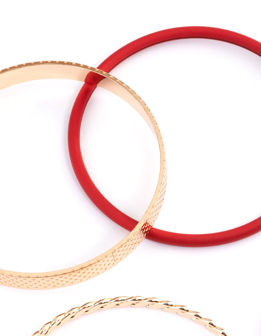 Red Mixed Textured Twist Bracelet 5-Pack