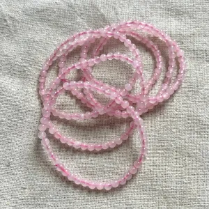 Rose Quartz 4mm Beaded Bracelet - Love