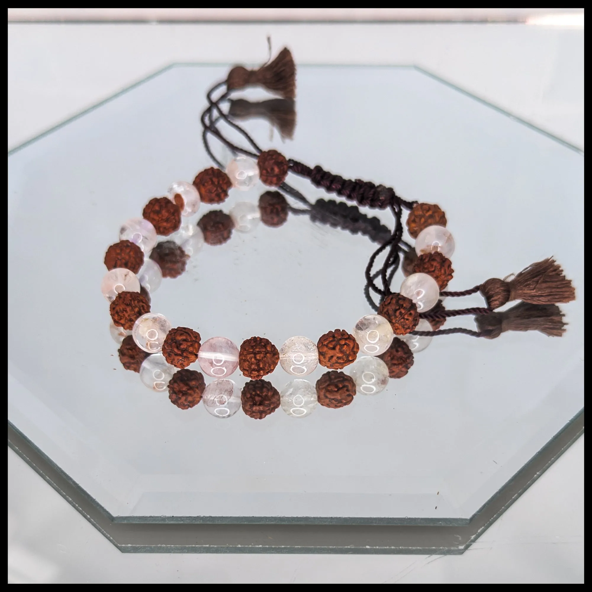 Rudraksha and Clear Quartz Bracelet