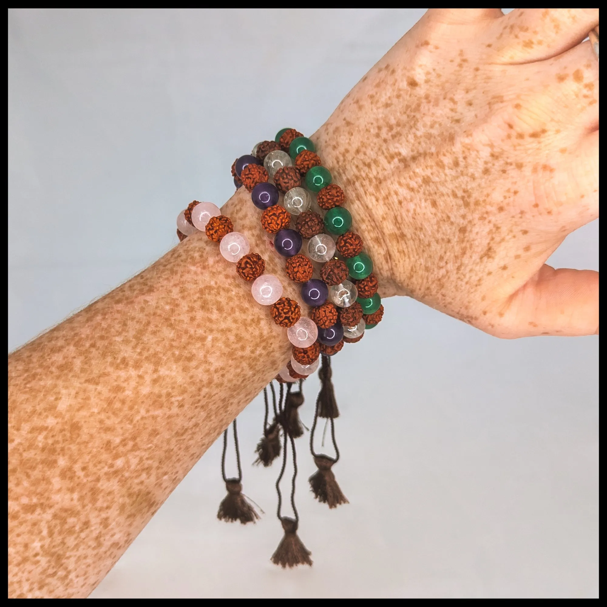 Rudraksha and Clear Quartz Bracelet