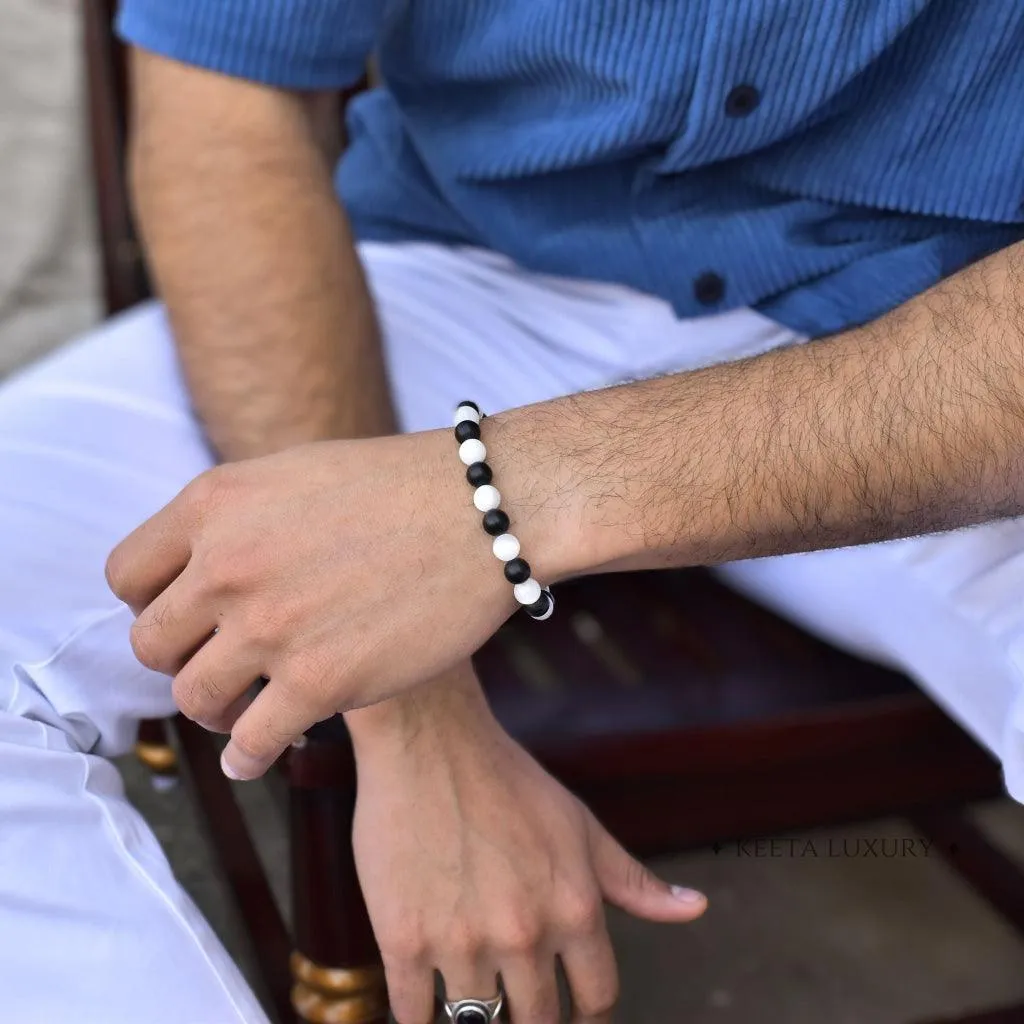 Selenite Essence - Selenite & Black Onyx Bracelet