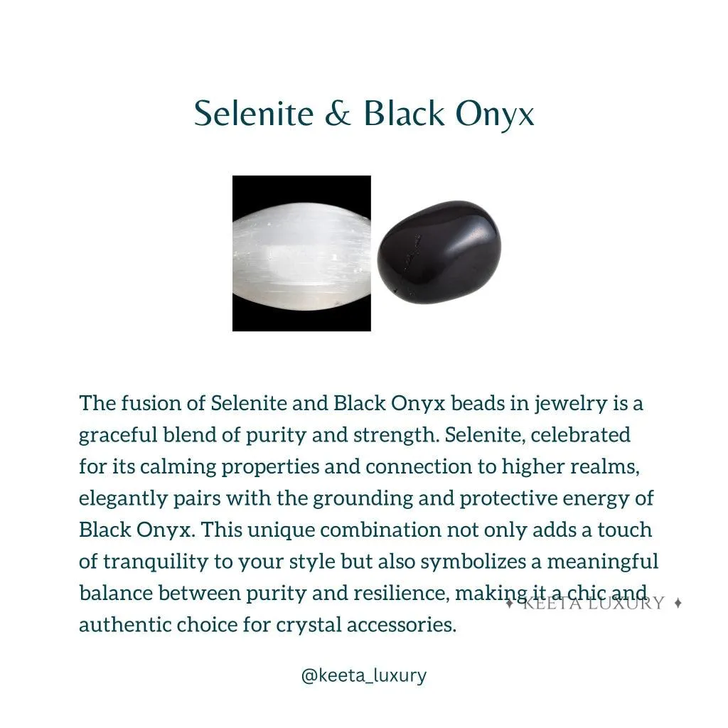 Selenite Essence - Selenite & Black Onyx Bracelet