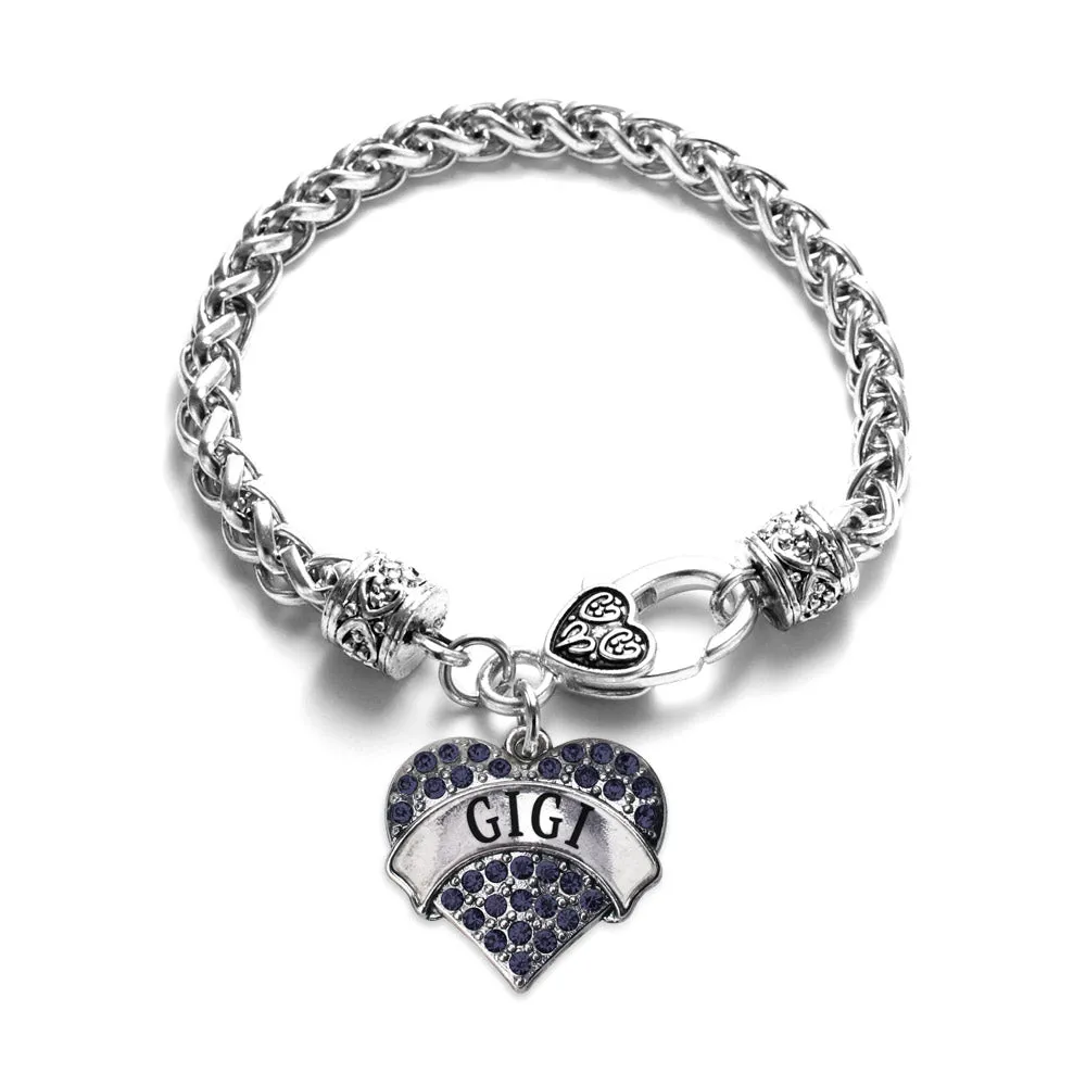 Silver Gigi Navy Blue Blue Pave Heart Charm Braided Bracelet