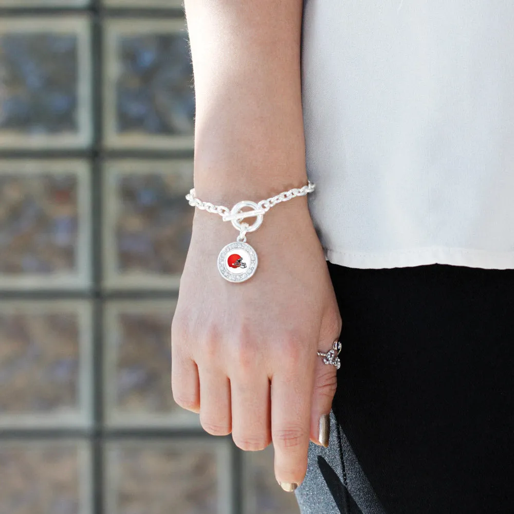 Silver Red and White Team Helmet Circle Charm Toggle Bracelet