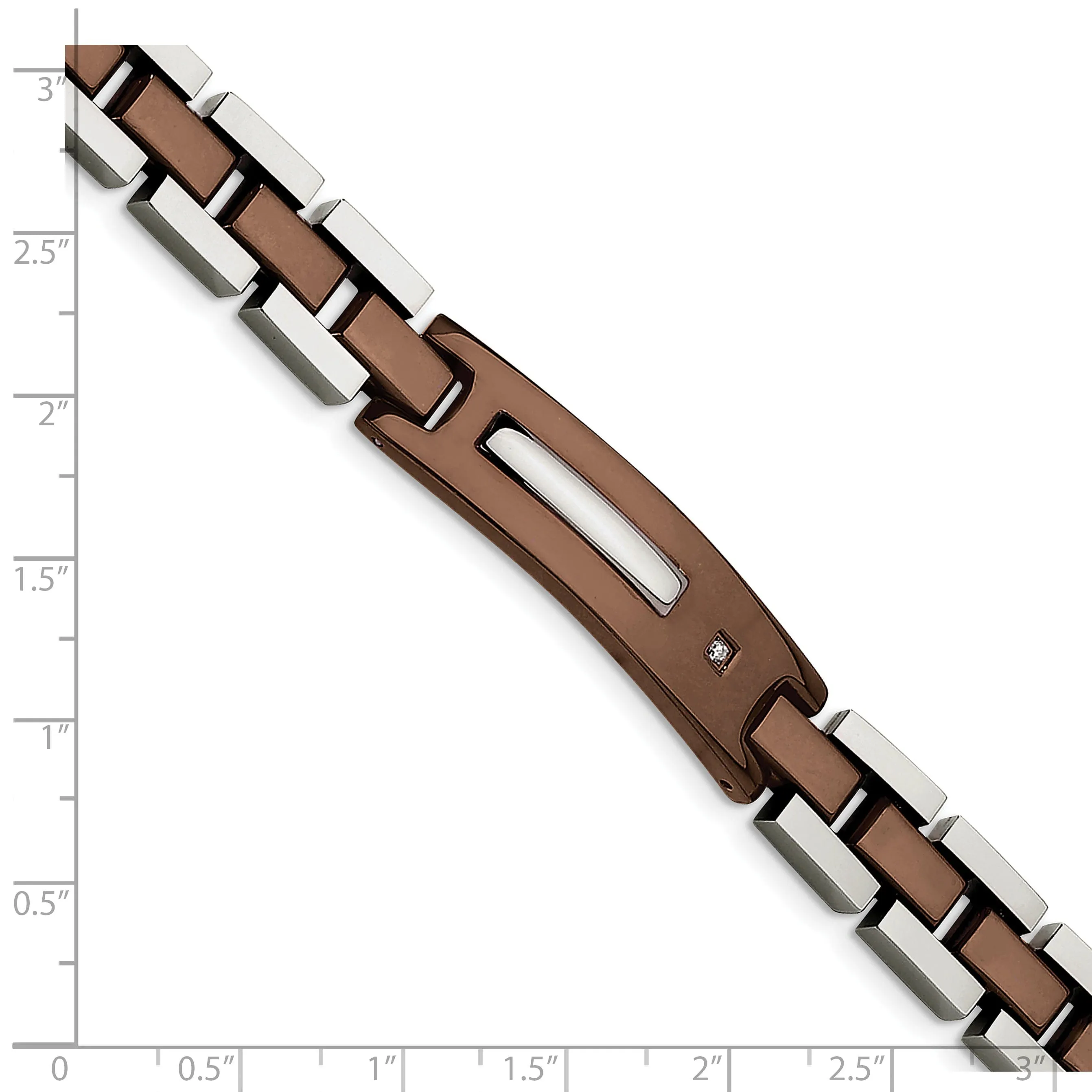 Steel Chocolate Color Diamond Fold Over 8.5 Size Bracelet