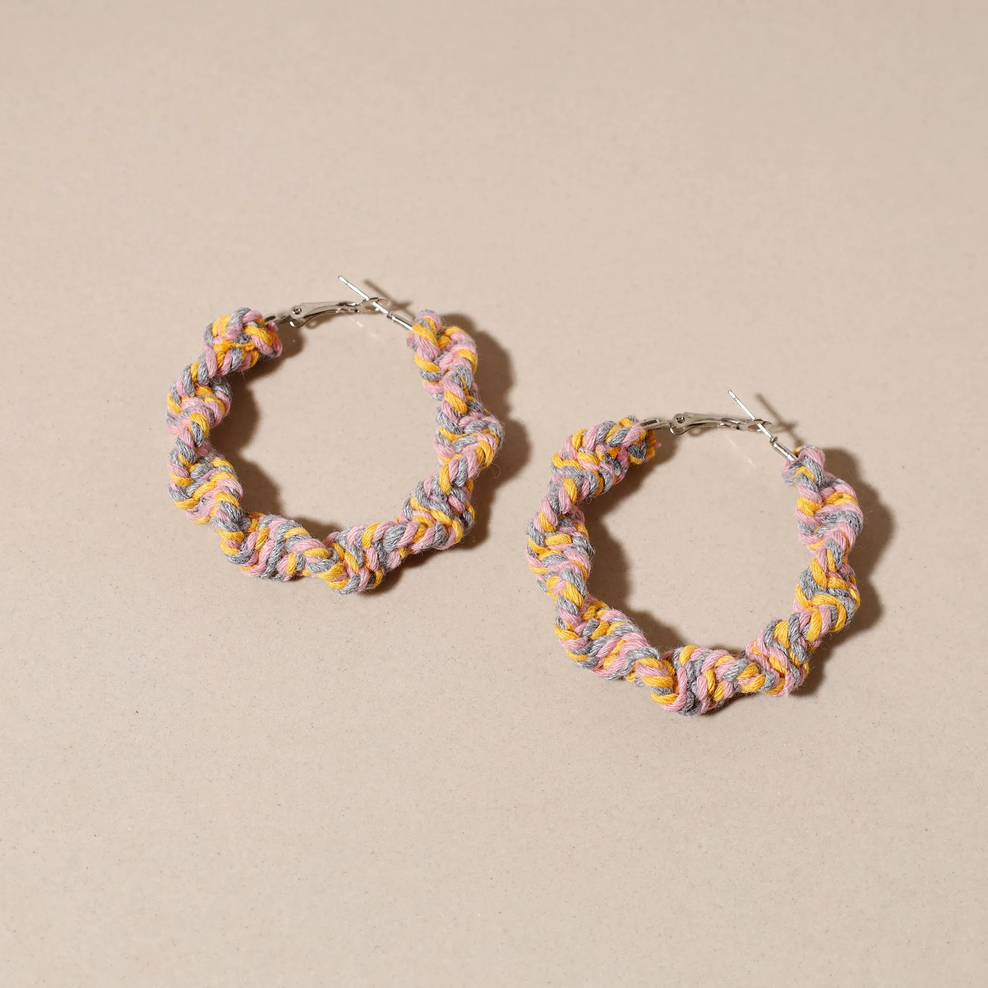 Thread Work Handmade Macrame Hoop Earrings