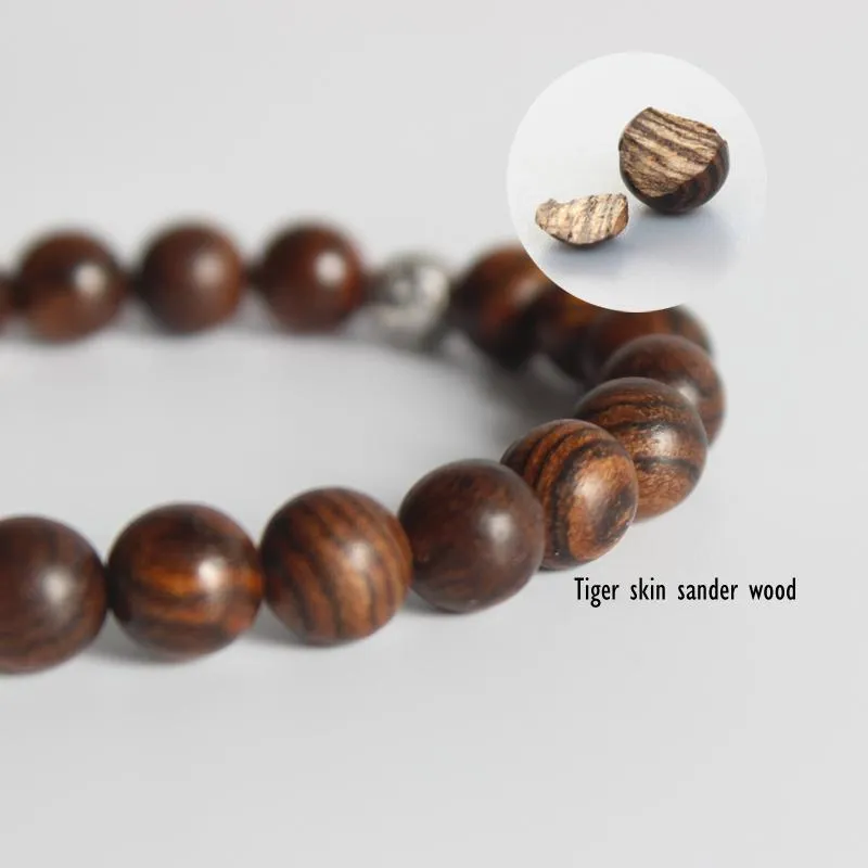 Tiger Skin Sandalwood White Copper Six Mantra Bracelet