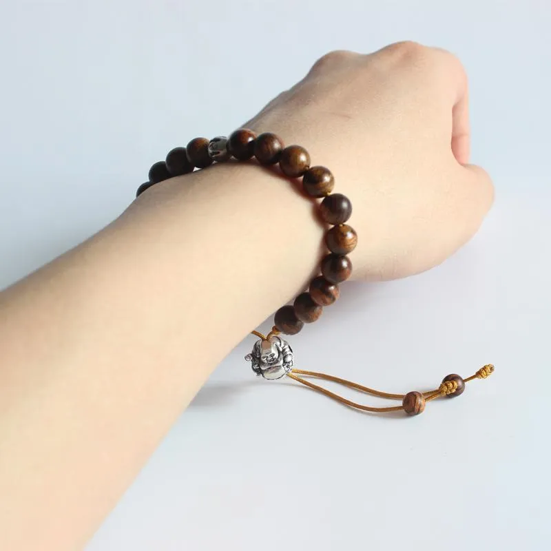 Tiger Skin Sandalwood White Copper Six Mantra Bracelet