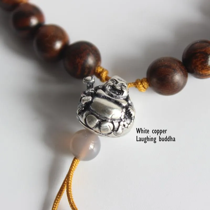 Tiger Skin Sandalwood White Copper Six Mantra Bracelet