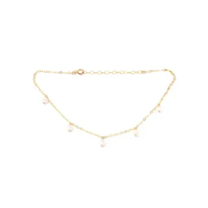 Tiny Freshwater Pearl Gold Anklet