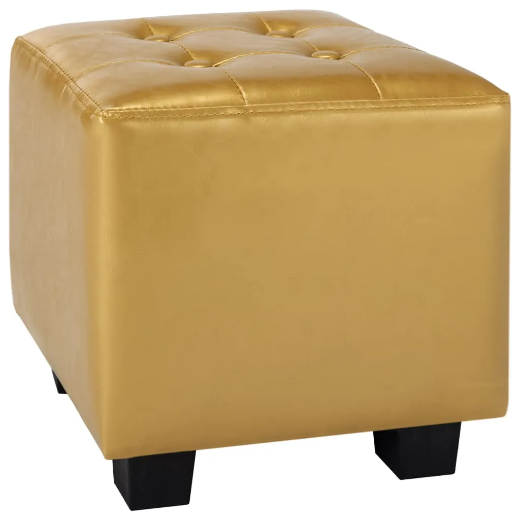 Tub Chair with Footstool Shiny Gold Faux Leather