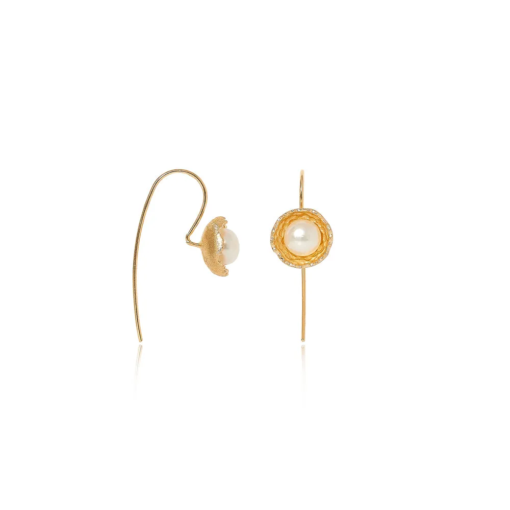 Vita Gold Buttercup Drop Earrings With Cultured Freshwater Pearls